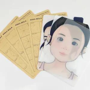 안카 벨라 재사용 가능한 페이스 페인팅 연습 보드 다양한 패턴의 시트 7개 원 스트로크 엑서사이즈 템플릿