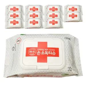 노브랜드 99.9% 손소독 티슈 캡형 32매 12팩