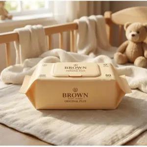 브라운 베이직 플러스 도톰한 아기 물티슈 저자극 대용량 캡형 20개