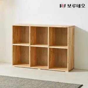 [보루네오]앳홈 테드 러버 원목 2단 6칸 책장 (W1080 H750 D300)