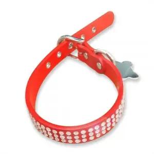 레인보우빌리지 강아지목줄 탈취 핫픽스 가죽 줄 (폭15mm 총길이 37cm) (레드)