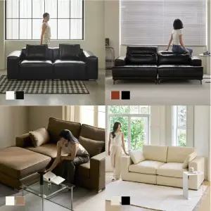 [3월 5% 최종판매가 280,310] 휴도 구름의 동백 모음전 모듈형 헤드틸팅 가죽 소파 3인 (미니쿠션 제공)