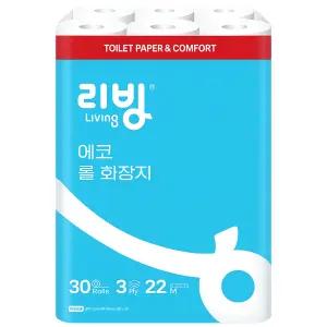 리빙 에코 3겹 데코 30롤 1팩 삼정펄프 화장지 휴지