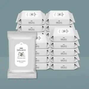 두리 베비스킨 물에 풀리는 천연펄프 비데 물티슈 리필 60매 20팩