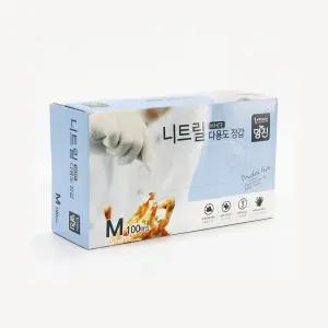 명진 니트릴장갑 알러지 프리 주방용품 100매 흰색(중) 식품용/산업용/요리용/의료용/셰프장갑