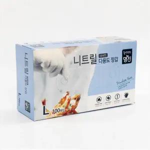 명진 니트릴장갑 알러지 프리 고무장갑 주방용품 100매 흰색(대) 식품용/산업용/요리용/의료용