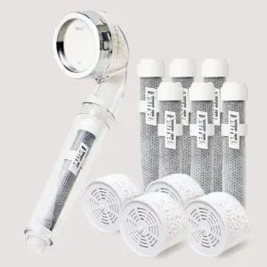 [듀벨]샤워애 맥스 샤워기 염소항균필터 4개 + 카본필터 6개 구성  염소제거 수압상승