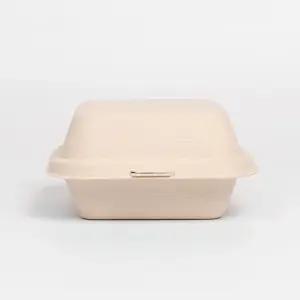 [KO] 일회용 포장 배달 테이크아웃 뚜껑일체형 햄버거 펄프 용기 크라프트 500개