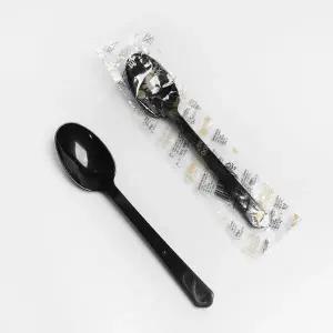 [해피팩](BW) 일회용 플라스틱 블랙 위생 숟가락 스푼 수저 1박스 1500개 개별포장