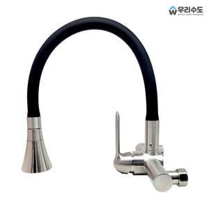 제니스 SUS304 스텐 벽붙이 주방수전 A800BK 코브라 수도꼭지