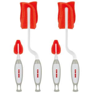 키니비니(KINI BINI) 실리콘 스펀지 회전젖병솔 일자젖꼭지솔, 각 2개, 총 4개