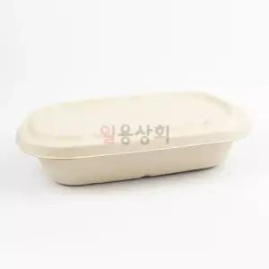 펄프용기 타원형 DRP 850QA 크라프트 펄프 뚜껑 500세트 종이도시락