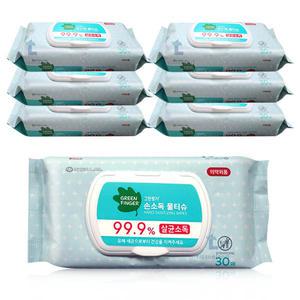 그린핑거 손소독 물티슈 캡형 30매 x7개 소독티슈