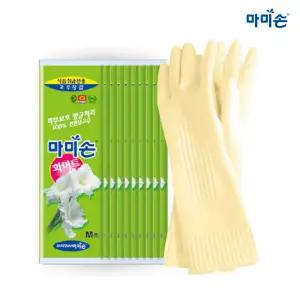 마미손 고무장갑 중형 (M) 화이트 식품 조리용 x10개