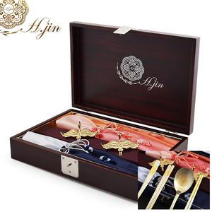 자개 보석함 + 나전칠기 쌍학 티타늄 금수저 골드 2인용 세트/상견례 예단 인사 선물 답례품 고금 금수저세트