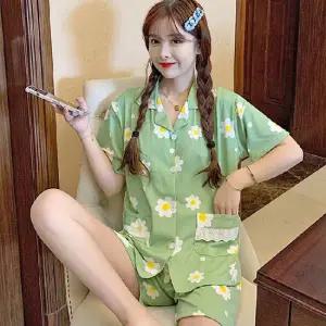 블라썸 여성 반팔 잠옷 그린 파자마 세트 여자 신상 캐릭터