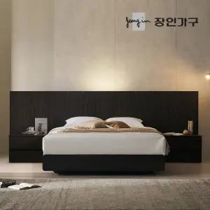 장인가구 까르뎅차콜 E0등급 LED 호텔 평상형 침대 프레임 LK+유로탑+협탁2(800 800)