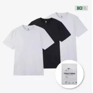 베이직하우스 BCI순면 라운드넥 무지 반팔티셔츠 3팩