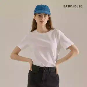 베이직하우스 여성 프리미엄 40수반팔라운드넥티셔츠