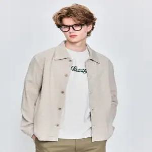 헤지스 남성 25SS 베이지 PK조직 카라 가디건 HZTS5A101I1