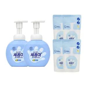 세균아꼼짝마 버블 핸드워시 용기 레몬, 250ml, 2개 + 리필, 200ml, 4개