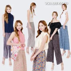 유아굿 여성  플라워 패턴 플리츠 팬츠 6종