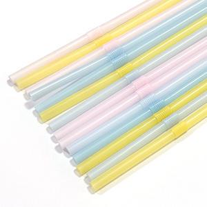 5mm 24cm 주름빨대 벌크포장 연색 500개