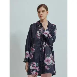 [하프클럽/크로커다일레이디]차콜 플라워 패턴 롱기장 바람막이 점퍼 CLCMJP1