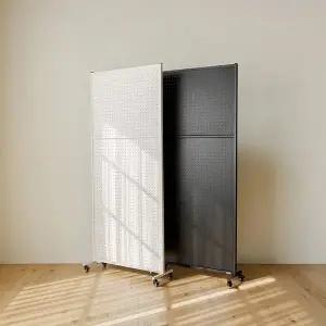 [레트로하우스]틴우드 이동식 타공판 철제파티션 800 스탠드 세트 (바퀴포함)