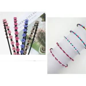 국산 KC 플라스틱 헤어밴드 ABS 플라워 스톤 꽃 달린 올림머리 머리띠 0952