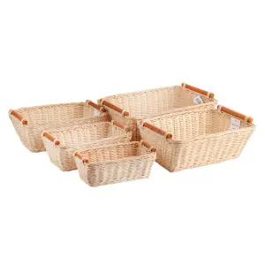 라탄짜임 직사각바구니 내추럴 5종세트 트레이 바스켓 보관함 수납함 등나무