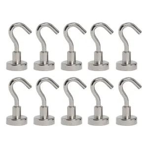초강력 네오디움 고리자석 후크 16mm 실버 1SET(10P)/자석고리/은색/강력/후크