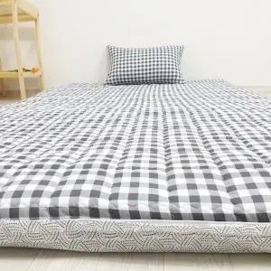 국내생산 사계절 두꺼운 요매트 솜포함 체크 요 패드 바닥이불 손님용 팬션 토퍼 솜요