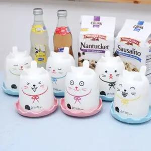 3D머그 마네키네코 고양이 머그컵 뚜껑 컵받침 세트 고양이찻잔 냥이머그컵 특이한컵