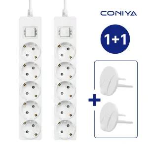 2개세트 코니야 국산 멀티탭 통합 스위치 안전 멀티 콘센트 5구 1.5m~4.5m