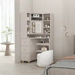 제이 코너화장대 틈새 수납장 서랍장 원룸 콘솔