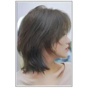 인모 여성 숏컷 단발 울프컷 통가발 허쉬컷 가발 볼륨 중년 머리 헤어