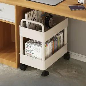 2단 철제 트롤리 수납 카트 북 밑 책상 선반 이동식 정리함 사무실