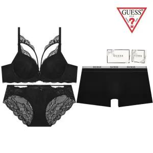 [롯데백화점]게스 [선물포장/쇼핑백] 스트링 레이스 커플속옷세트 ODWBRB96ODWPTB96GEMDR168BK