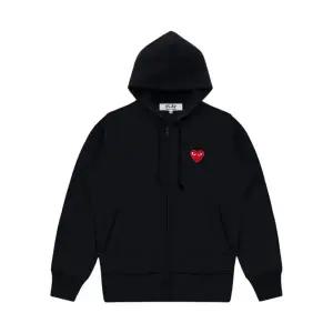 플레이 꼼데가르송 레드 하트 후드 집업 블랙