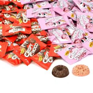 스위트맨 미니 크리스피 딸기링 100개 + 초코링 100개 대용량 사무실간식 오트밀 과자 개별포장 시리얼 미니바이트