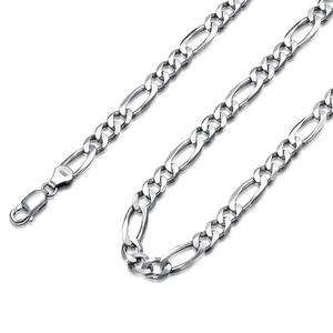 피가로 체인 스털링 실버 목걸이 남성용 3mm 4mm 5.5mm 남성 여성용, 순은, 보석 없음