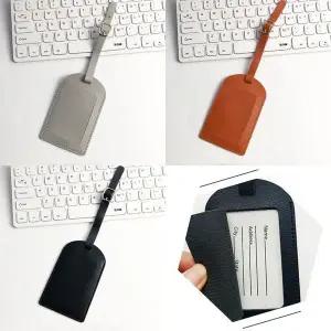 [하프클럽/]커버 오픈형 인조가죽 캐리어네임택