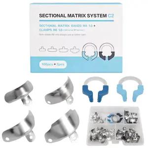 치과 단면 매트릭스 시스템 C2 치아 근위 윤곽 금속 리필 밴드 M4 1.0+R7 니켈 티타늄 클램프 링 수지 홀더