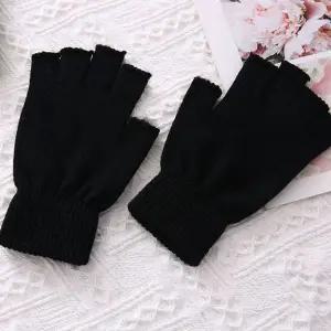 [하프클럽/]남녀공용 다용도 기모 겨울 니트 손가락 반장갑