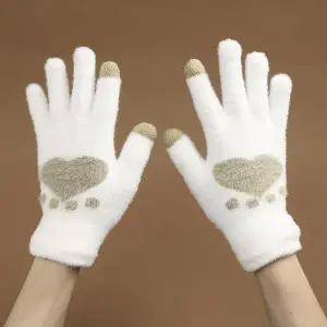 [하프클럽/]여성장갑 하트 기모 스마트폰터치장갑 화이트