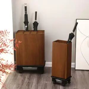 바퀴식 원목 우산꽂이