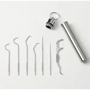 악어새호미 휴대용 치실 치간칫솔 스텐 이쑤시개 7p 세트