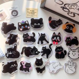 Magsafe 자기 전화 Griptok 전화 홀더 스탠드에 대 한 한국어 귀여운 만화 검은 고양이 아이폰 15에 대 한 유니버설 전화 링 그립 Tok