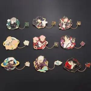 주술회전 금속 브로치 배지 고죠 사토루 메구미 마키 캐릭터 굿즈 가방 백팩 장식 뱃지 세트